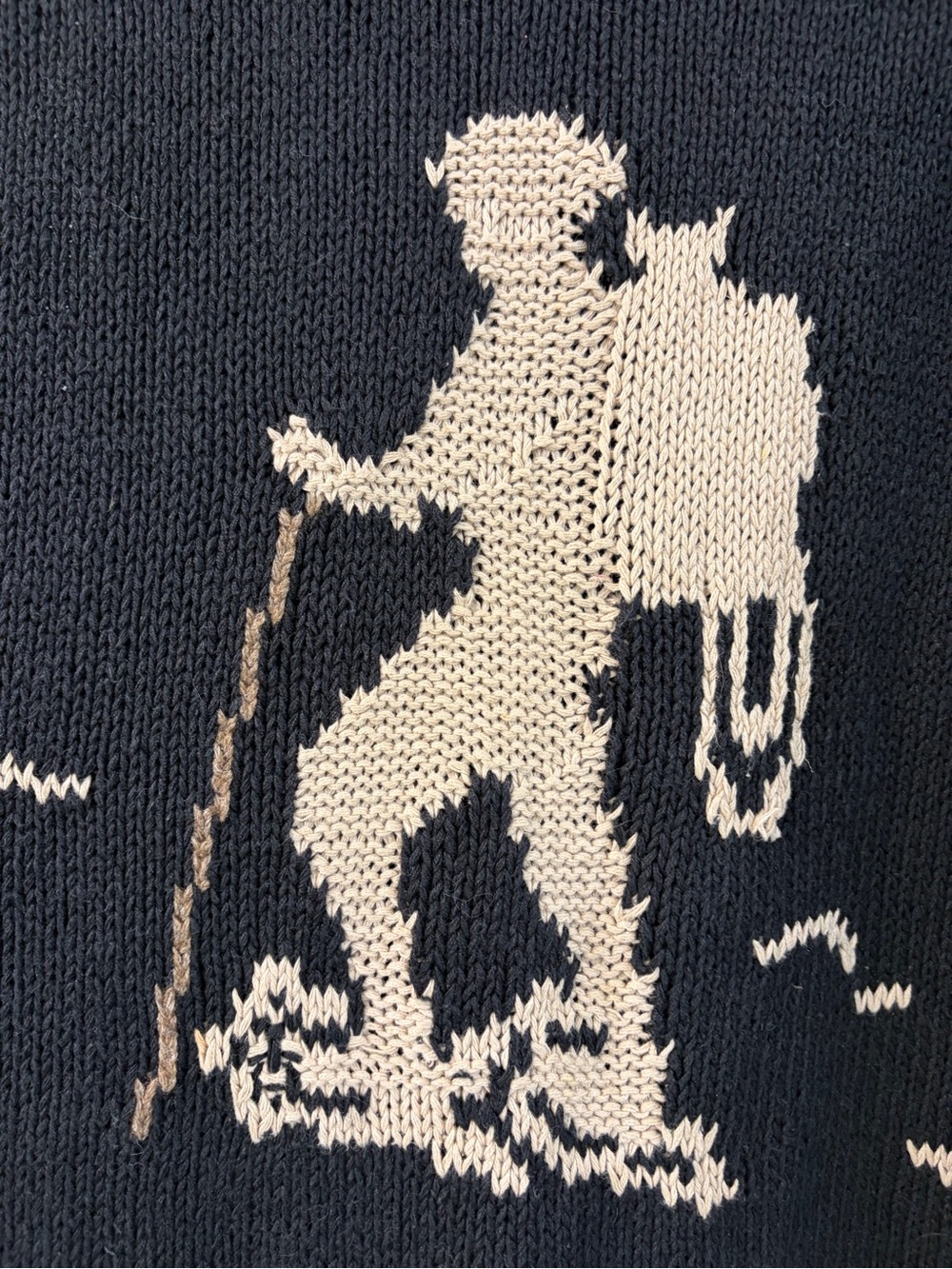 Eddie Bauer Vintage Nordic Fair isle Hiker Hand Knit Sweater Black cotton/linen - Picture 2 of 7